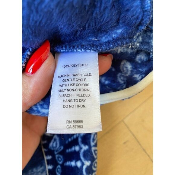 BP Bnwot Women Faux Shearling Bandana Patchwork Sweater Sz Small Full Zip Hooded - Picture 6 of 6